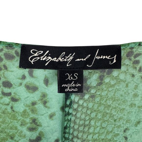 Elizabeth and James 100% Silk Green Snake Print Oversized Sheer Layering Blouse - Picture 11 of 13